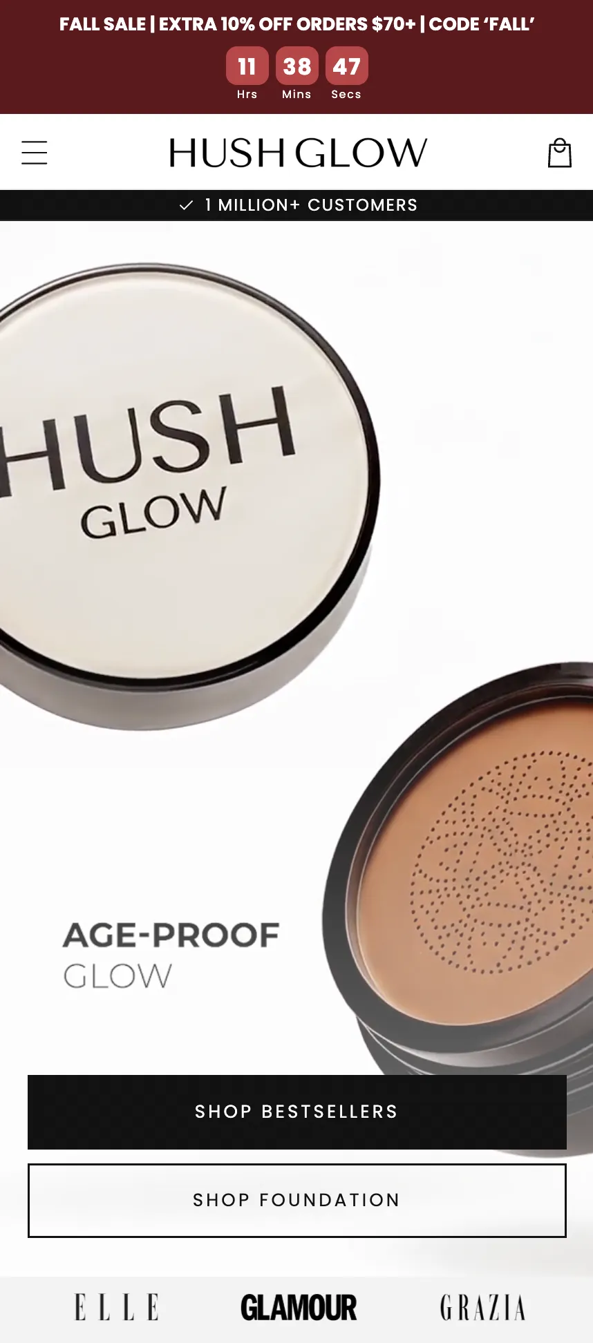 HushGlow store on a phone